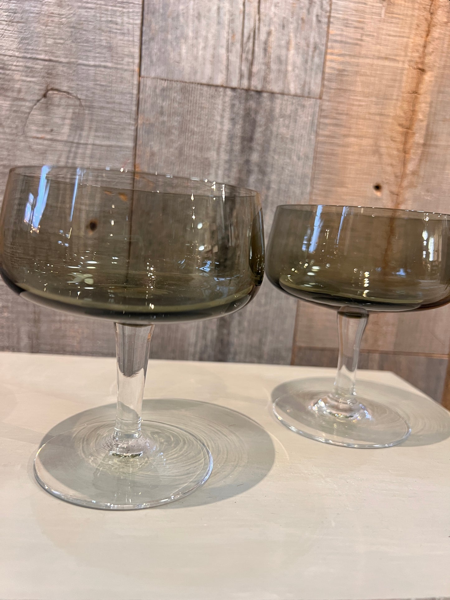 Coupe or Dessert Smoke Glass Stemware