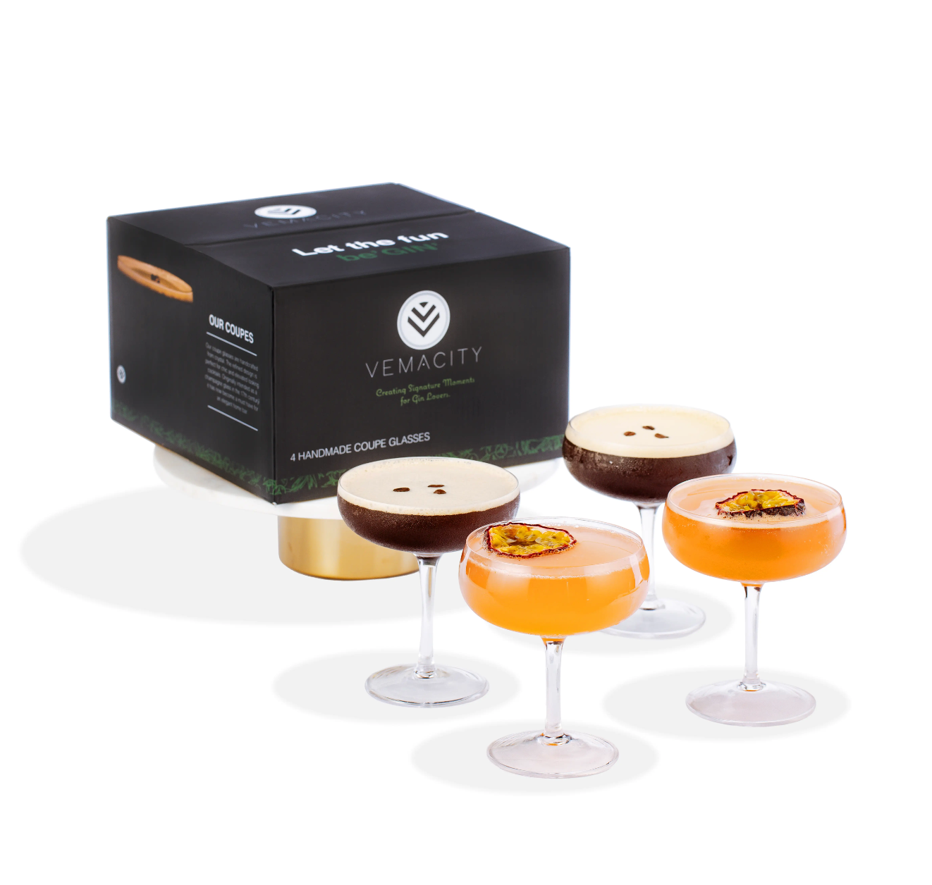 Elegant Handmade Coupe Cocktail Glasses Set For Gin Lovers