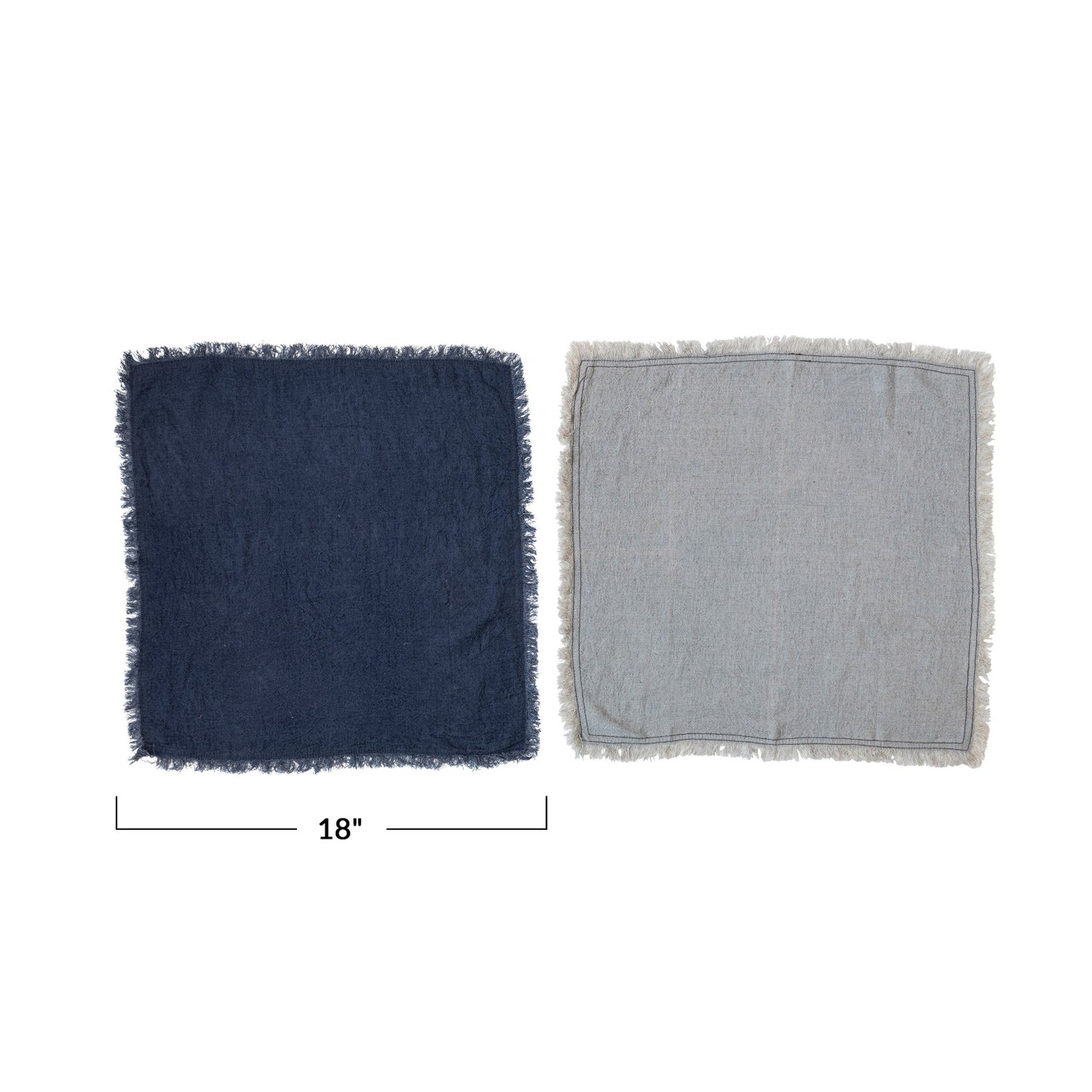 Linen Blend Napkins w/ Fringe, Navy Color & Blue